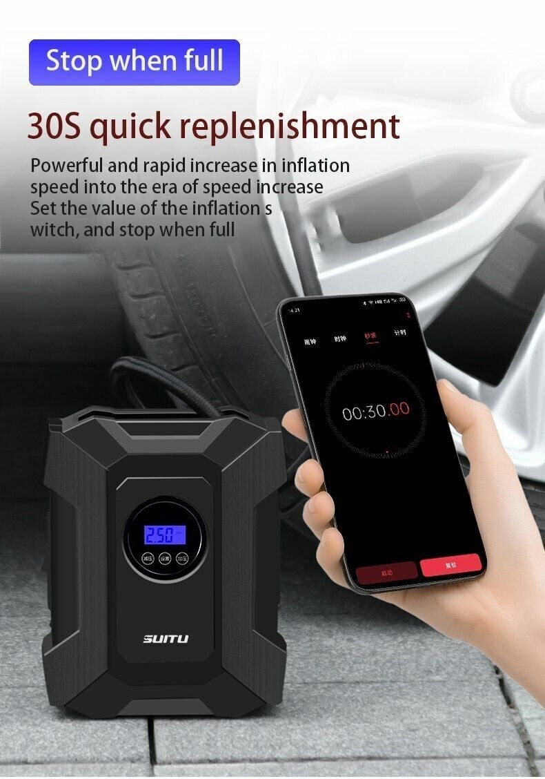 Car Tire Air Compressor Portable Electric Air Pump 12V Inflator Car LED Light