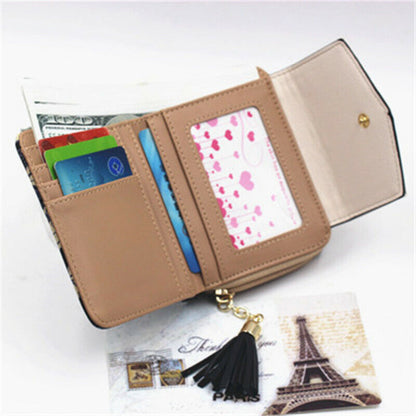Lady Mini Handbag Leather Coin Purse Women Wallet Card Clamps Cash Clip Billfold