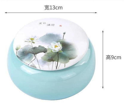 13cm Ceramic Lotus Pattern Tea Caddy Ceramic Puer Tea Jar Portable Tea Set