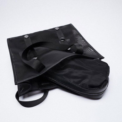 Mesh Tote Women Handbag Rivet Black Shopper Bag Shoulder Bag Bags Women