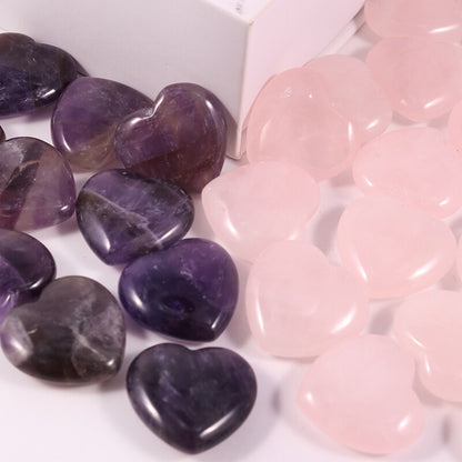 Natural Amethyst Rose Quartz Healing Gem Stone Crystal Stone Heart 20x8mm 30pcs