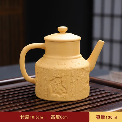 Purple Clay Kettle Tea Set Household Teapot Single Pot Tea Maker Handmade Relief