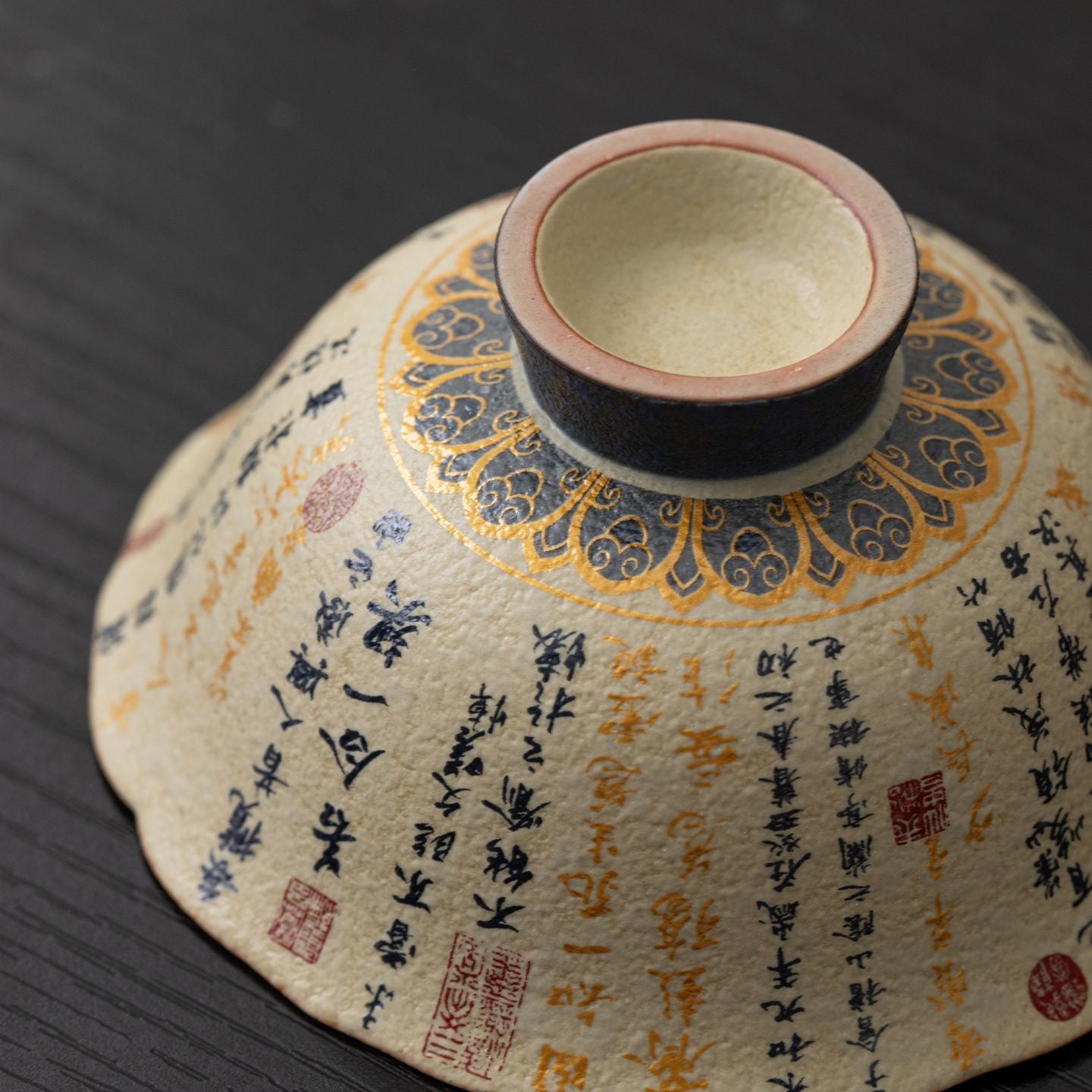 Lanting Xu Ceramic Master Cup Retro Blue and White Red Flint Tea Tasting Cup