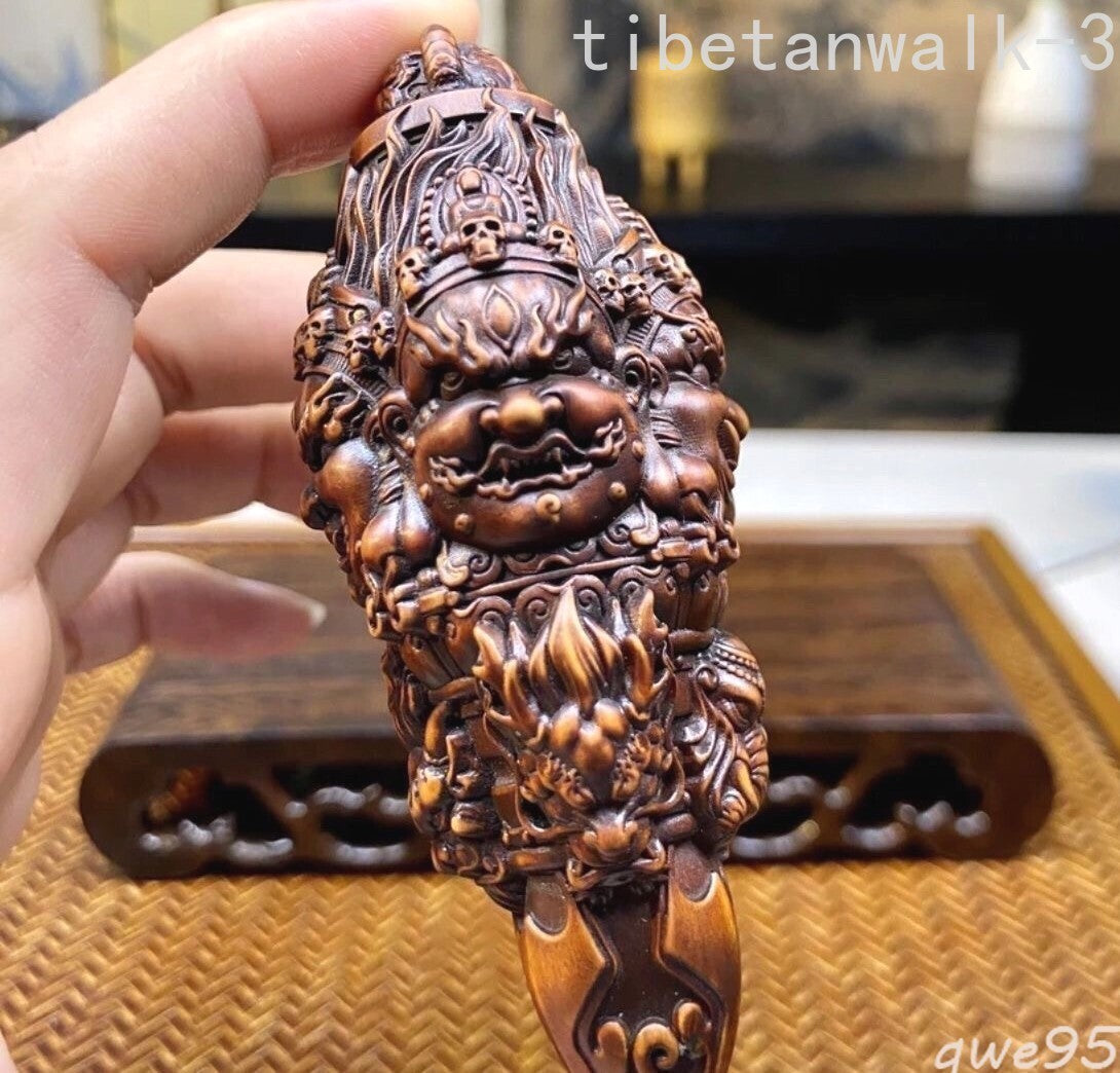 Hand Carved Old Wood Mahakala Vajra Dorje Phurpa Buddhist Ritual Tool