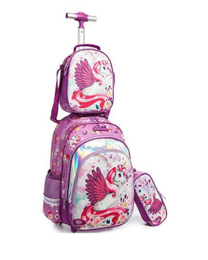 3pcs Schoolbag Lunch Bag School Bags Wheeled Backpack Student Backpack Boys