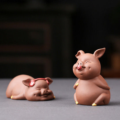 Boutique Zisha Handicrafts Zhaocai Pig Ornaments Home Decoration Three Cute Pigs