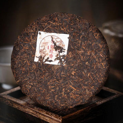357g Bulang Puerh Ripe Tea Cake Yunnan Old Pu-erh Cooked Tea Chinese Pu'er Tea