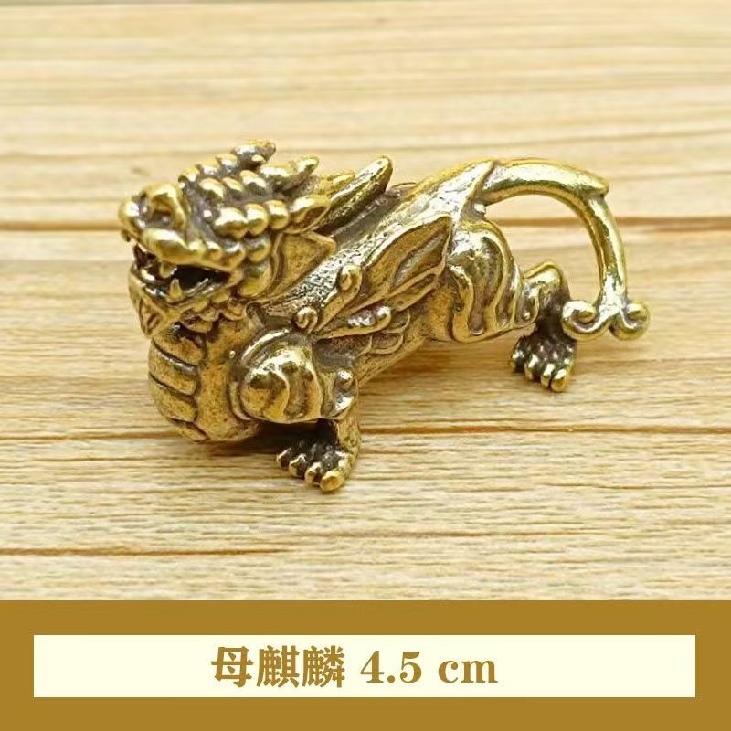 1Pair Retro Brass Male and Female Pixiu Attract Wealth Keep MoneyTea Pets