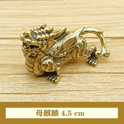 1Pair Retro Brass Male and Female Pixiu Attract Wealth Keep MoneyTea Pets