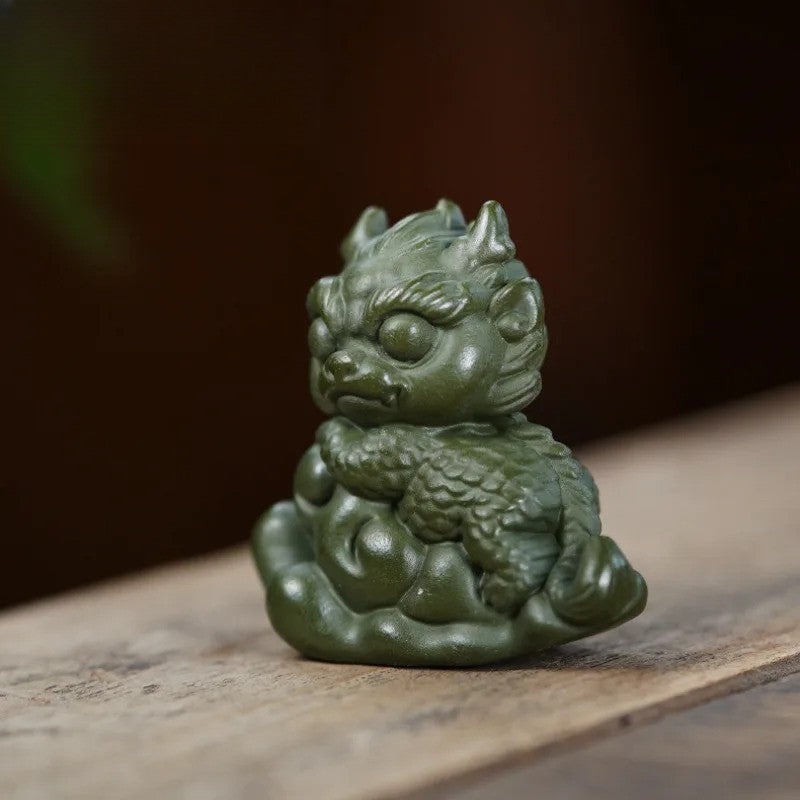 4.5Cm Yixing Purple Clay Auspicious Clouds Qilin Tea Pet Tea Statue Ornament