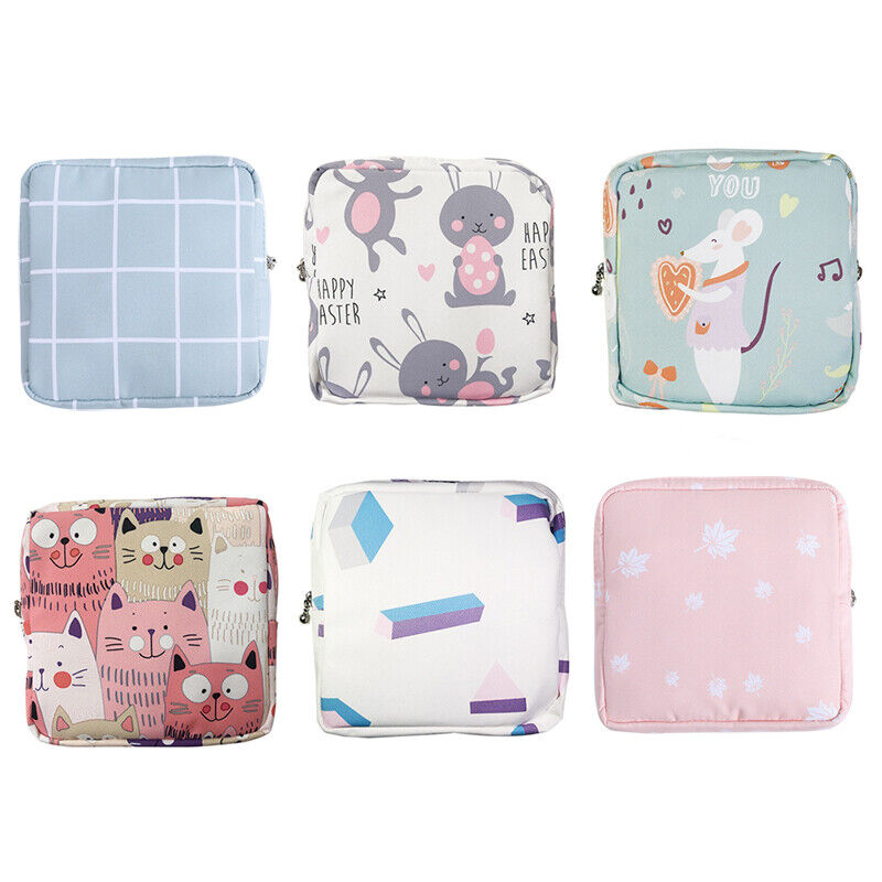 Women cosmetic bag set zipper girls mini Sanitary Napkins makeup lipstick ba F6