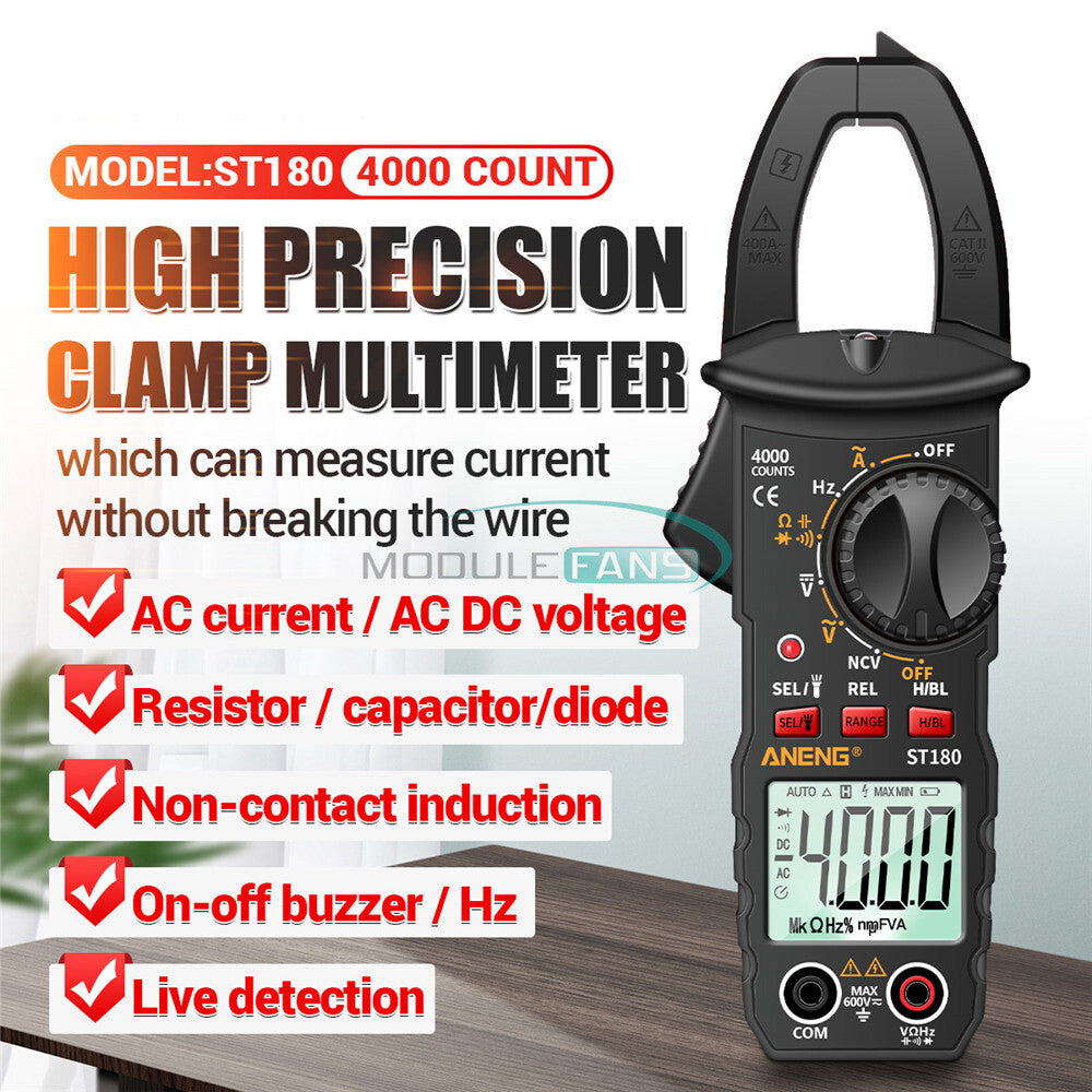 Clamp 4000-Count True RMS AC Current Capacitance-Multi-Tester Automotive ST180
