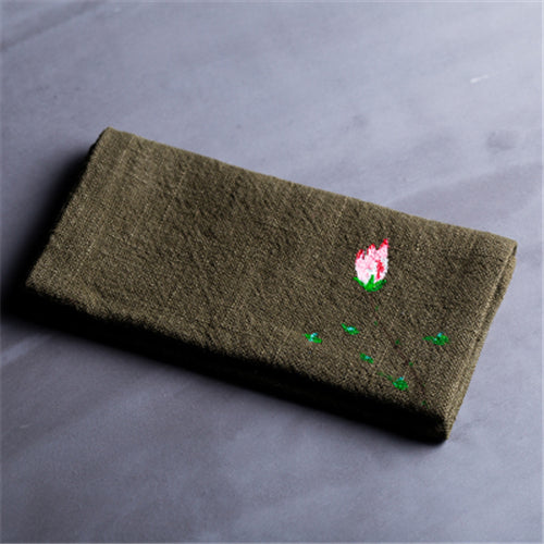 Chinese Tea Towel Cotton & Linen Towel Absorbent Flower Printing Cleaning Cloth