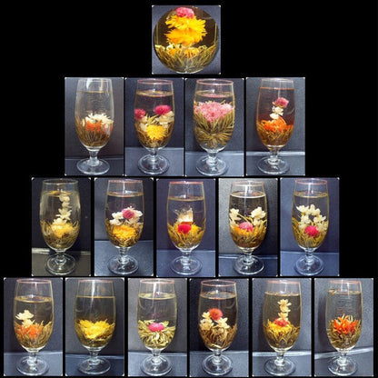 16 Pcs kinds Handmade Blooming Flower Tea Balls,GREEN JASMINE white herbal tee