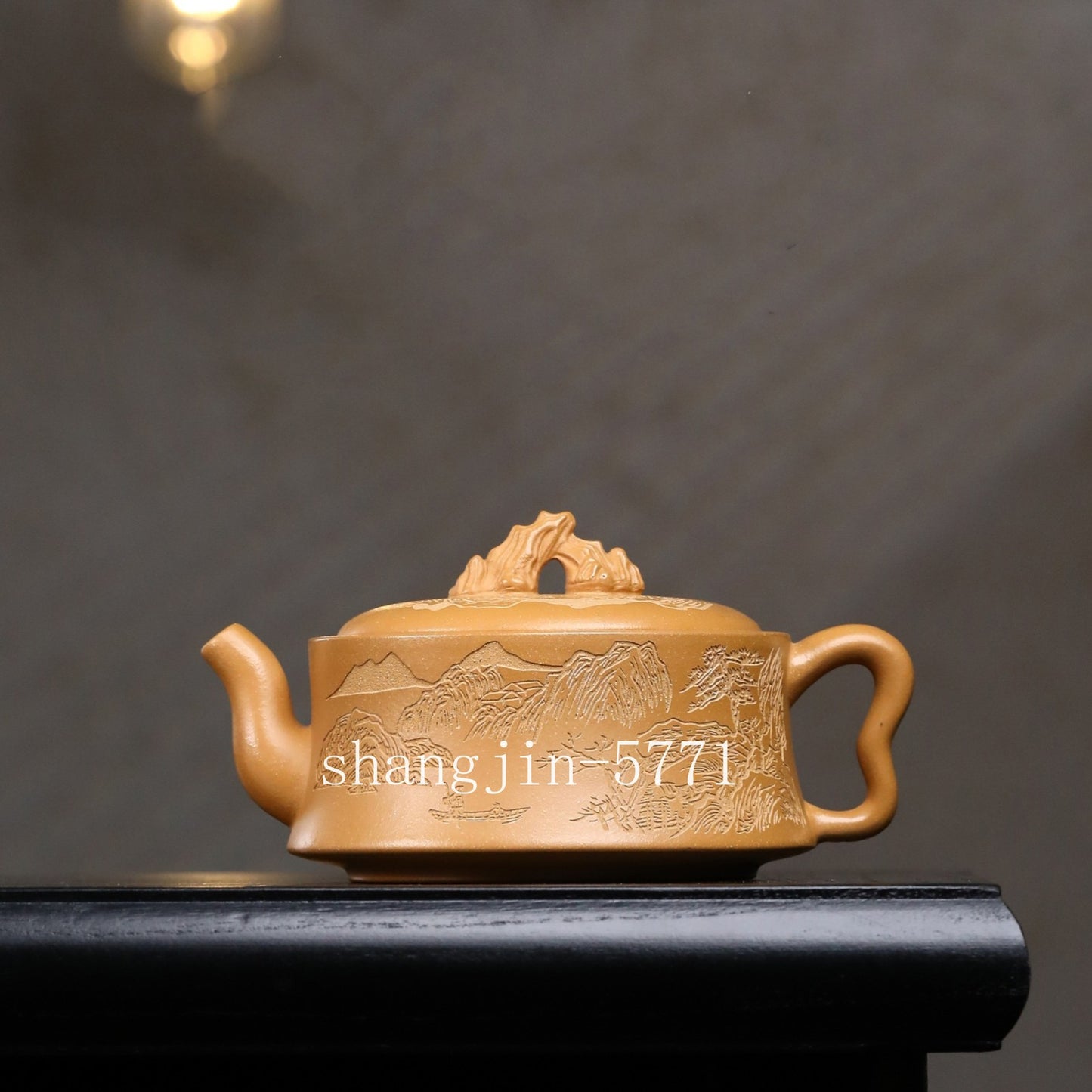 True Yixing Zisha Duan Clay Tea Pot HanWa Pot 7 Infuser Holes Carved Kungfu Pots