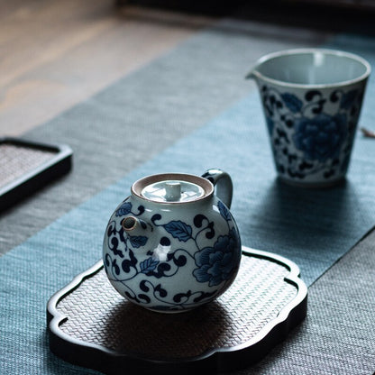 Blue and White Porcelain Teapot Handmade Ceramic Teapot Kung Fu Tea Set