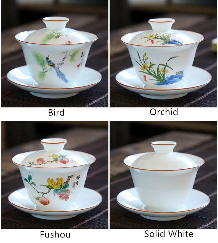 Porcelain Fine Chinese Gaiwan Tea Tureen Drinkware Teacups Household Accessories