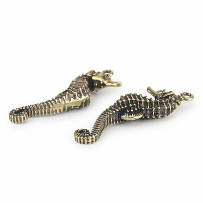 Seahorse Vintage Brass Hippocampus Keyring Pendants Copper Keychain Accessories