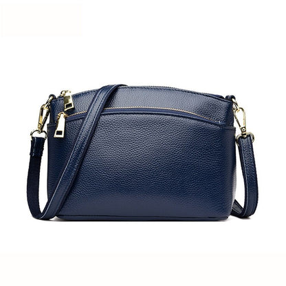 Genuine Leather Bag Fashion Crossbody Purse Black Handbag Zippers Cowhide Bags