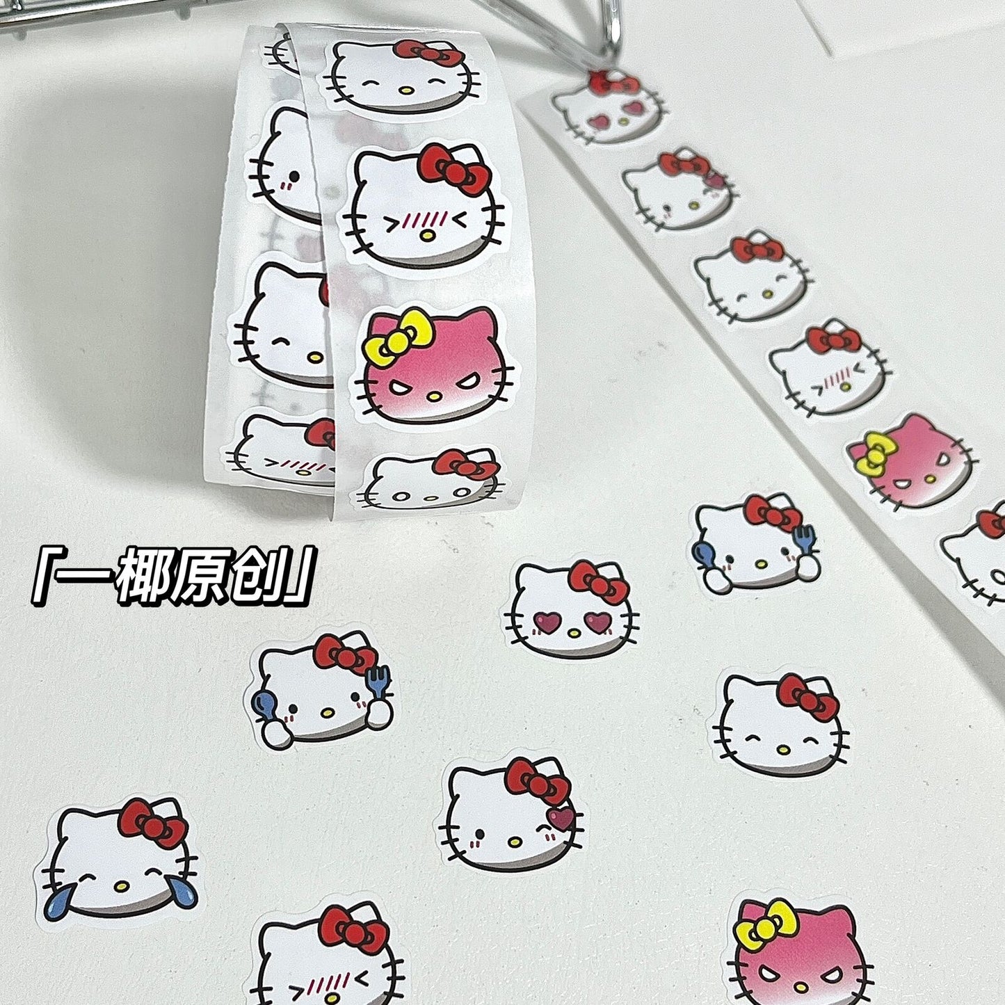 Hellokitty Roll Sticker Cartoon Decoration Handbook Sticker Sealing Sticker