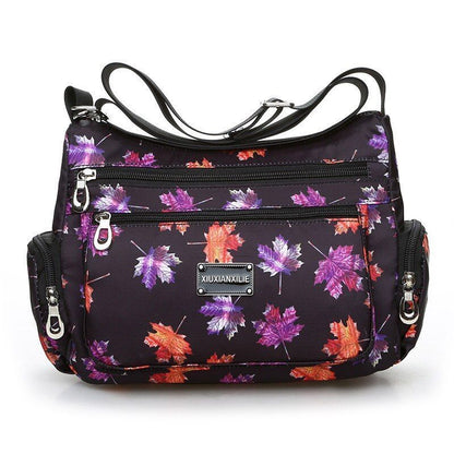 Fashion Floral Pattern Messenger Bag Nylon Shoulder Bag Flower Pattern Handbags