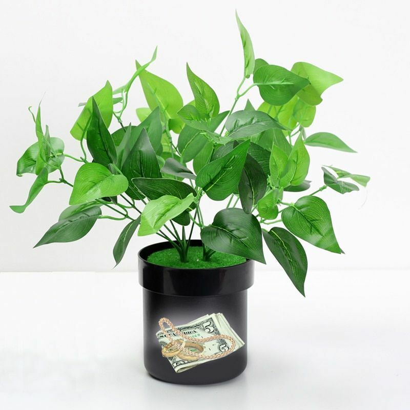 Flower Pot Shape Surprise Box 12x13cm PVC Steel Hidden Security Stash Safe Jars
