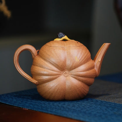Real Yixing Zisha Jiangpo Clay Tea Pot Pumpkin Shape Ball Shaped Infuser Holes