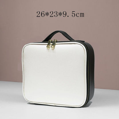 Leather Clapboard Cosmetic Bag Professional Make Up Case Large Traveling Insert