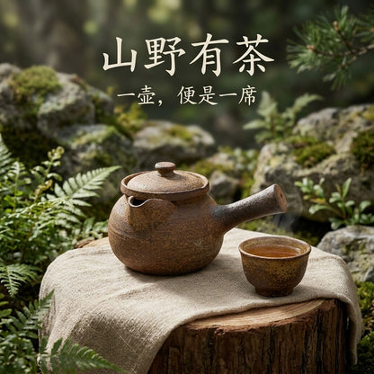 Handmade Yunnan Wood Fired Clay Teapot 400ml Side Handle Gongfu Tea Pot