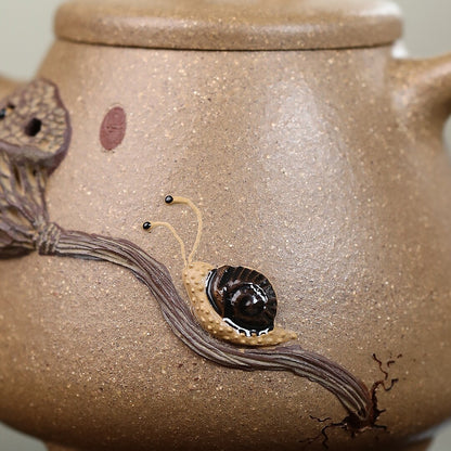 Handmade Tea Pot Lotus Carved Relief Real Yixing Zisha Duan Clay Master Pot New