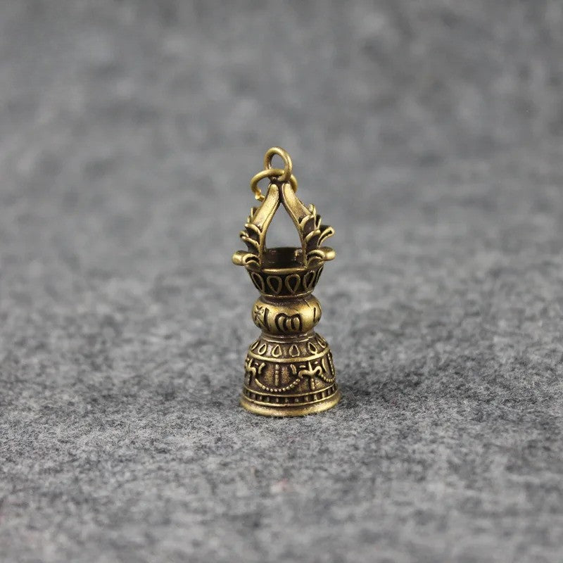 Copper Brass Buddhist Vajra Bell Keychain Handmade Home Decor Ornaments Crafts