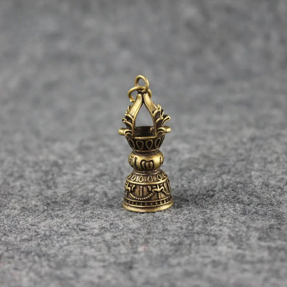 Copper Brass Buddhist Vajra Bell Keychain Handmade Home Decor Ornaments Crafts
