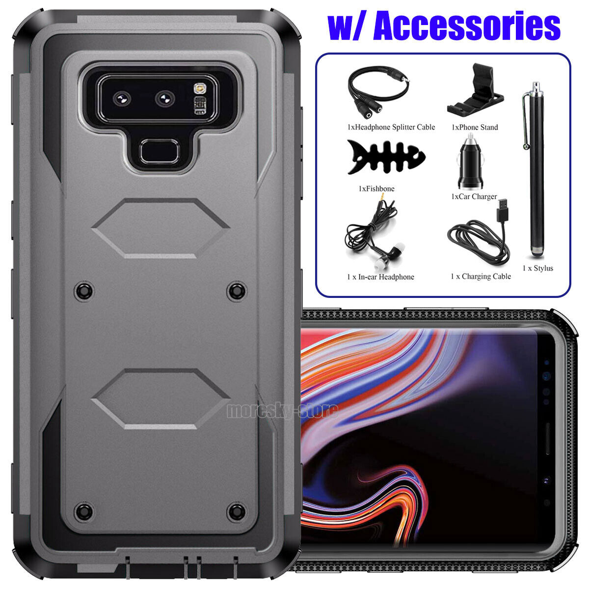 For Samsung Galaxy Note 9 Rugged Hybrid Case Phone Cover w/ Accessory