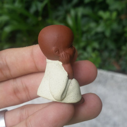 2pc/lot Creative Tea Pet Monk Yixing Zisha Ornament Chinese Tea Play Purple Clay