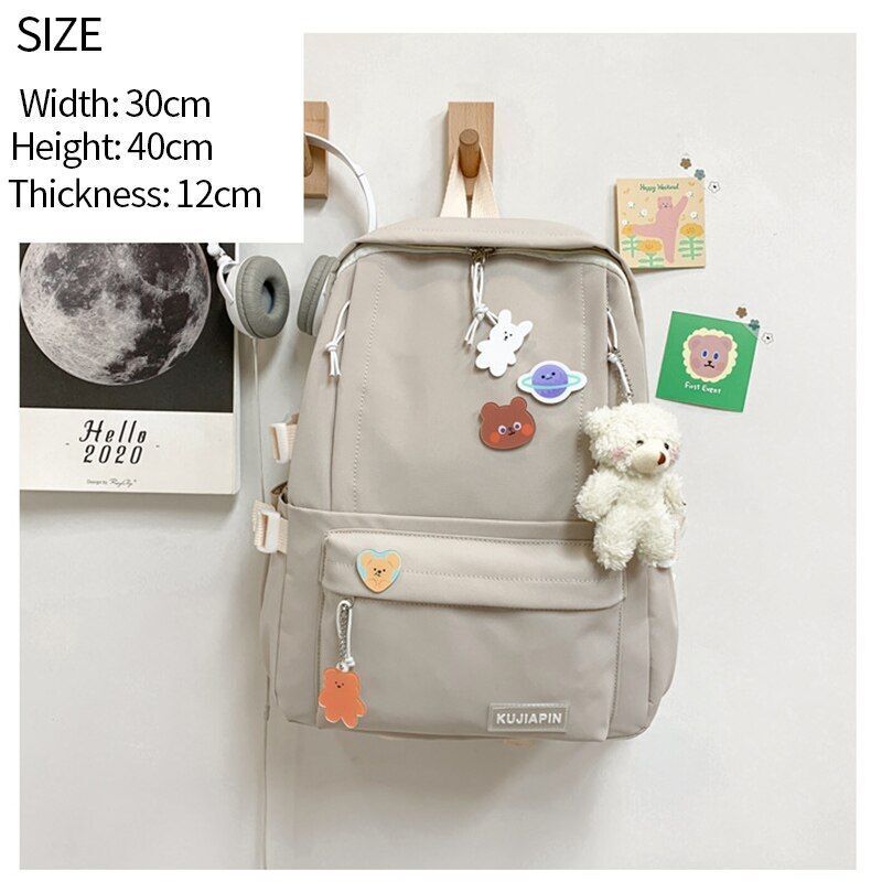 Backpack Women Cartoon Bag Summer Small Canvas Shoulder Bag Traveling Rucksack