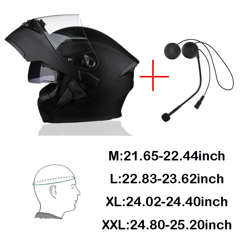 Motorcycle Helmet With Bluetooth Headset Modular Flip Up Motorbike Helmets DOT