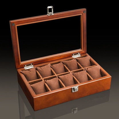 Men Watch Box Organizer Top Wooden Display Fashion Storage Holder Case 3~12Slots