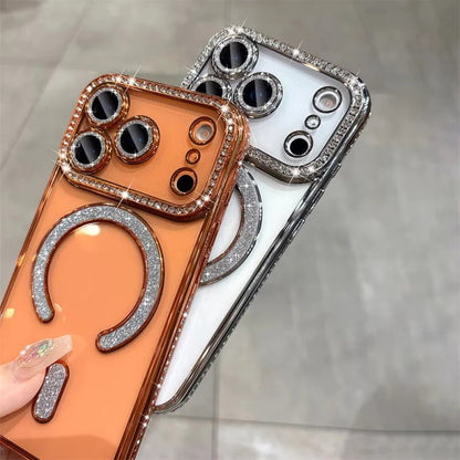 Luxury Glitter Magnetic Clear Case for iPhone 17/16/15/14 Pro Max Plus 7 color