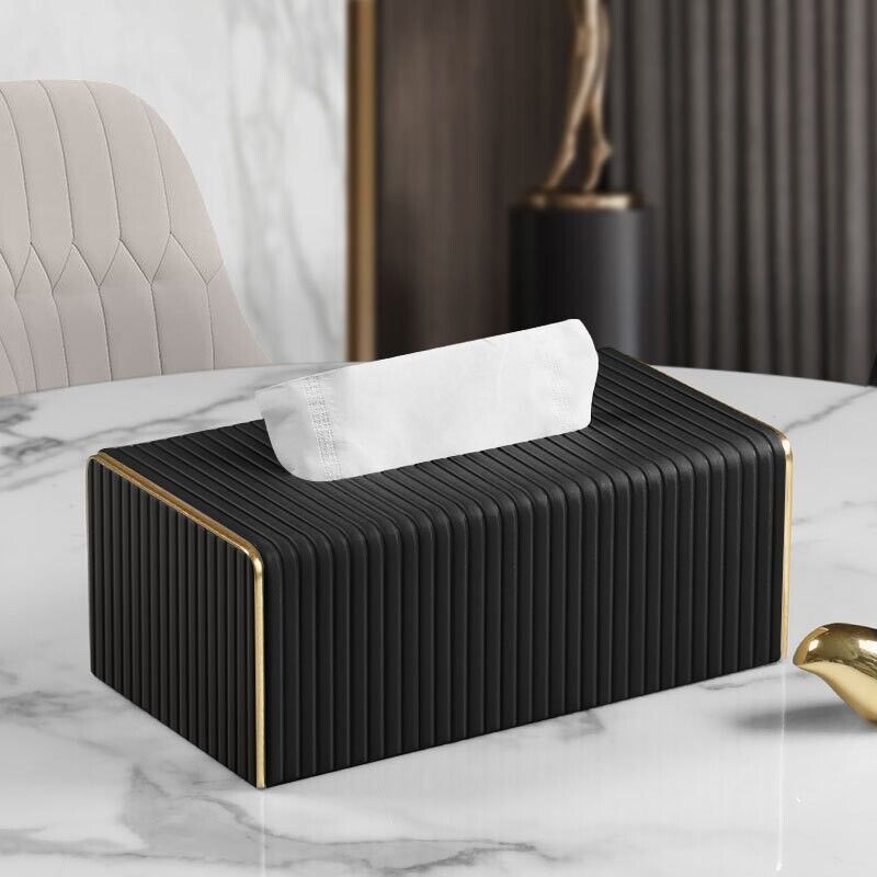 Tissue Box Cover Rectangular PU Leather Tissue Box Holder Facial Tissue Holder f