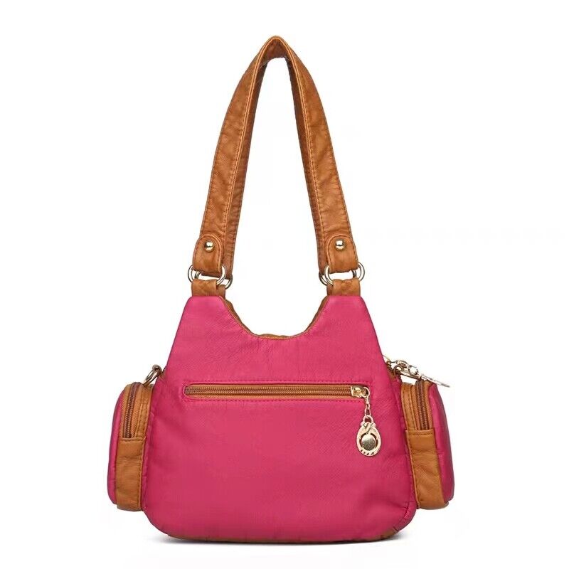 Vintage PU Leather Women Handbag Soft Crossbody Shoulder Bag Tote Double Handles