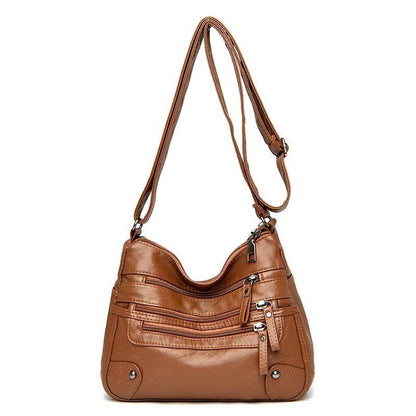 Women's Soft Leather Shoulder Bags Multi-Layer Crossbody Bag Handbag