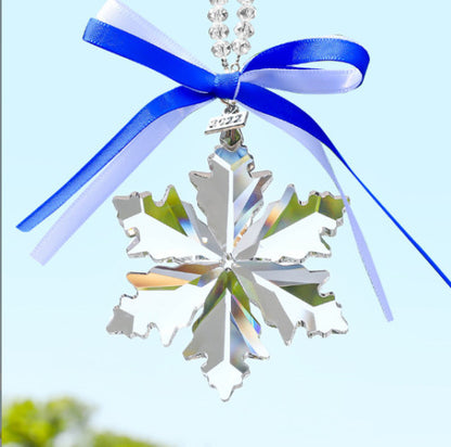 New style 8CM Snowflake Crystal Glass Hanging Xmas Decor Suncatcher Pendant-