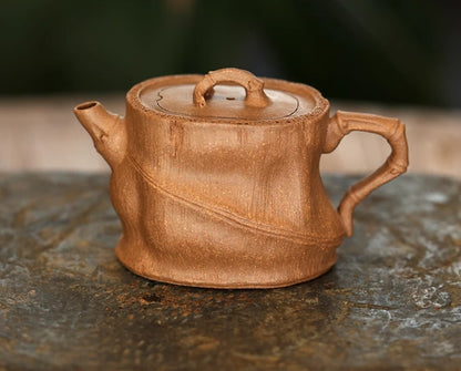 120cc chinese Yixing Handmade Zisha teapot Duan Clay Bamboo Hu Gongfu Tea Pot