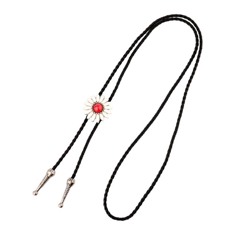 Men Bolo Tie Alloy Polyester Cowboy Flower Gemstones Shirts Sweaters Accessories