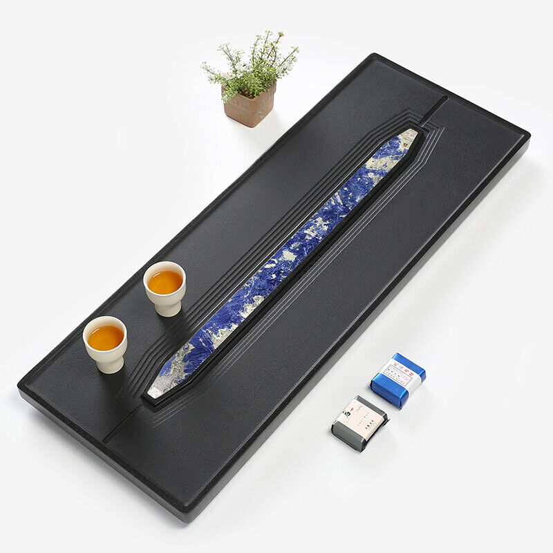 Luxury Cloisonne Black Stone Tea Plate Whole Natural Stone Tea Table Tea Tray