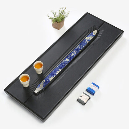 Luxury Cloisonne Black Stone Tea Plate Whole Natural Stone Tea Table Tea Tray