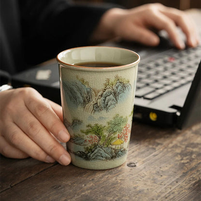 260ml Landscape Chinese Green Tea Cup Ceramic Kung Fu Teacup Ceramic Opening Cup