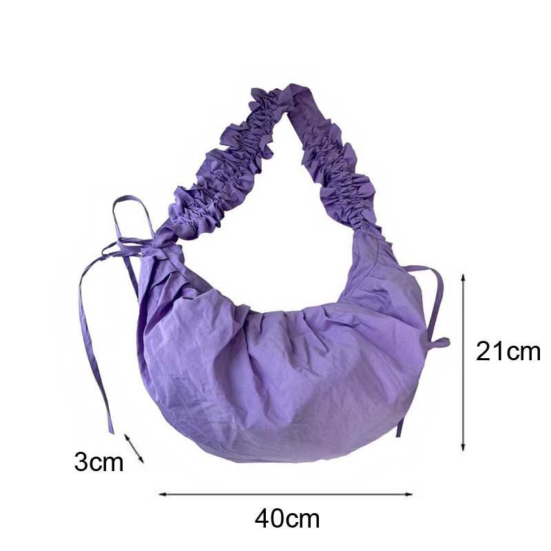 Drawstring Strap Shoulder Bag Pleated Handbags Large Cloth Totes Underarm Bags