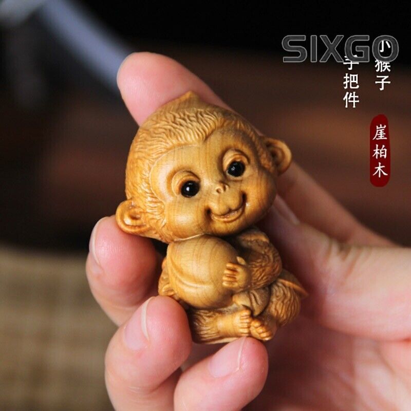 Wood Zodiac Monkey Decoration Solid Wood Small Monkey Wood Carving