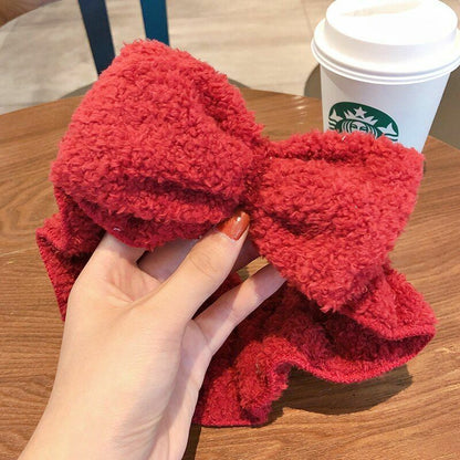 Hairbands Wash Face Women Soft Warm Coral Fleece Bow Animal Ear Hair Accessories